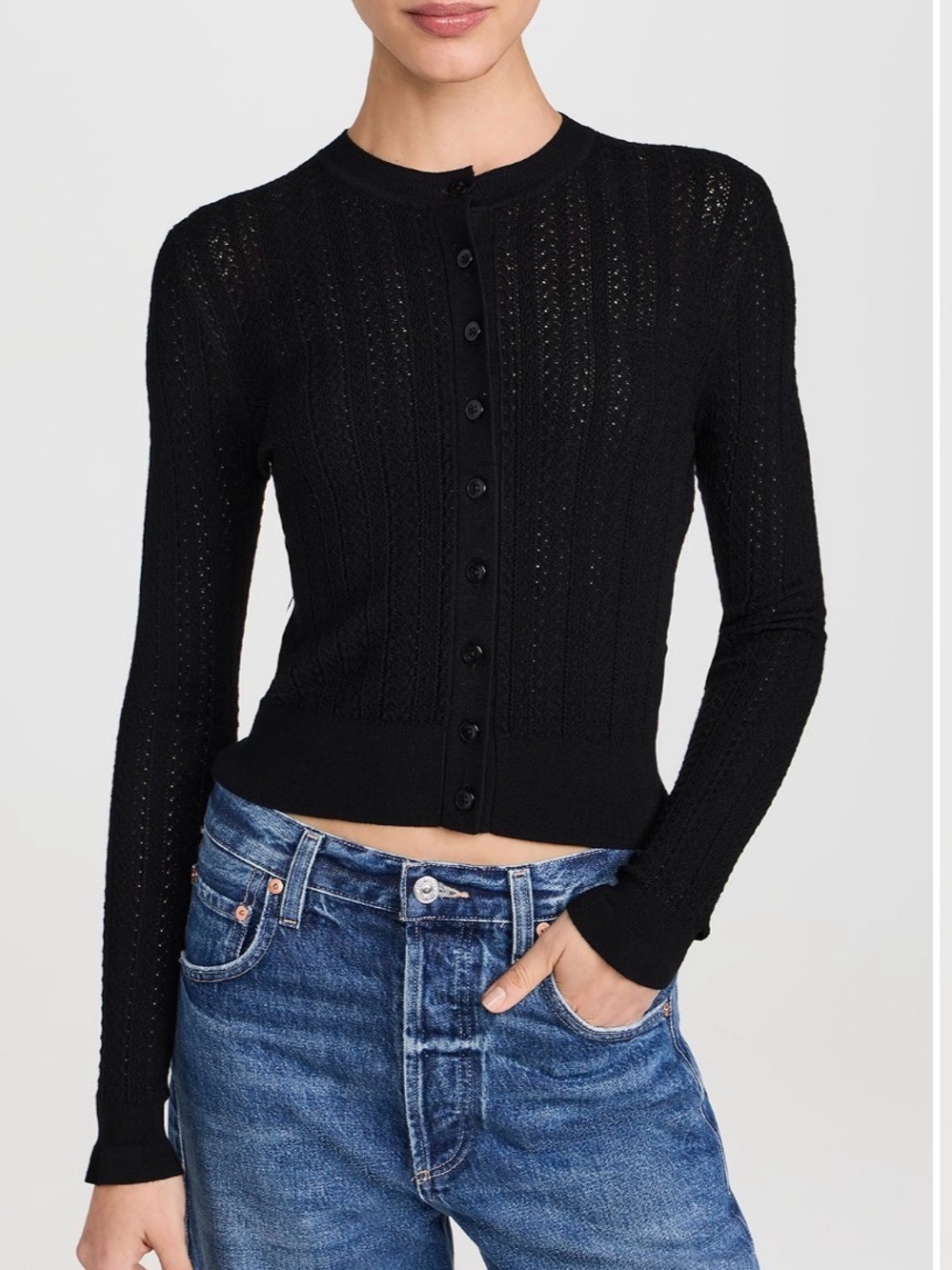 Madewell | Black Button Front Cardigan Sweater, XS